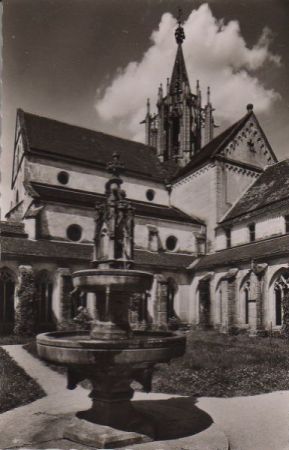 Tübingen Bebehausen - Klosterhof mit Brunnen - ca. 1955 Tübingen Bebehausen - Klosterhof mit Brunnen - ca. 1955