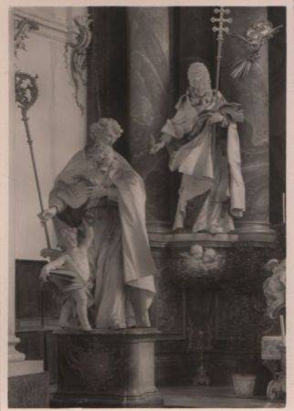 Dießen - Kirche, Kirchenväter vor Hochaltar - ca. 1955 Dießen - Kirche, Kirchenväter vor Hochaltar - ca. 1955