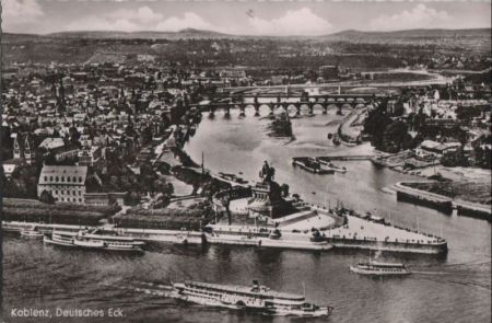 Koblenz - Deutsches Eck von oben - ca. 1960 Koblenz - Deutsches Eck von oben - ca. 1960