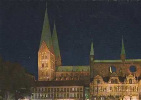 Lübeck - Rathaus bei Nacht - ca. 1975 Lübeck - Rathaus bei Nacht - ca. 1975