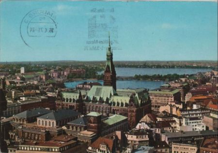 Hamburg - Rathaus mit Binnen- und Außenalster - 1976 Hamburg - Rathaus mit Binnen- und Außenalster - 1976