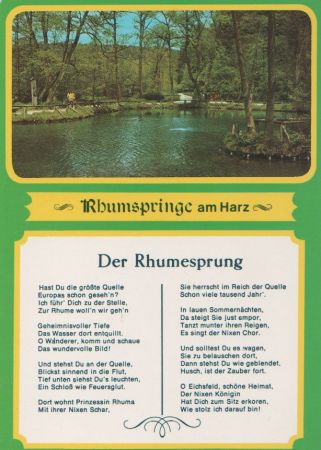 Rhumspringe - mit Gedicht - ca. 1985 Rhumspringe - mit Gedicht - ca. 1985