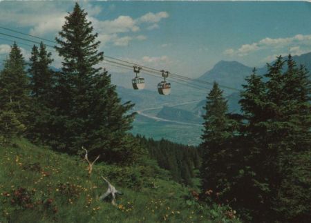 Schweiz - Bad Ragaz - Bergbahn nach Pardiel, Blick ind Rheintal - ca. 1980 Schweiz - Bad Ragaz - Bergbahn nach Pardiel, Blick ind Rheintal - ca. 1980