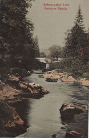 Schwarza - Schwarzatal, Steinerne Brücke - 1907 Schwarza - Schwarzatal, Steinerne Brücke - 1907