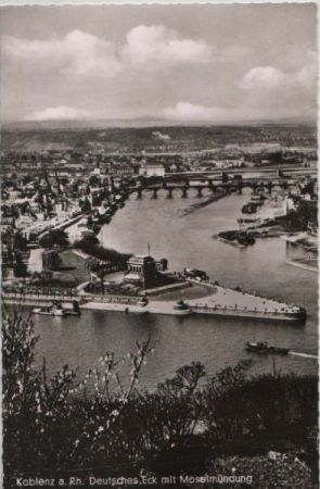 Koblenz - Deutsches Eck mit Moselmündung - 1960 Koblenz - Deutsches Eck mit Moselmündung - 1960