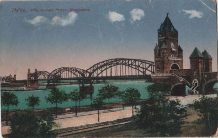 Mainz - Rheinbrücke Mainz-Wiesbaden - 1919 Mainz - Rheinbrücke Mainz-Wiesbaden - 1919
