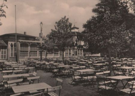 Schönebeck-Bad Salzelmen - HO-Kurpark-Gaststätte im Volksbad - 1962 Schönebeck-Bad Salzelmen - HO-Kurpark-Gaststätte im Volksbad - 1962