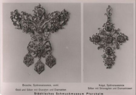 Pforzheim - Schmuckmuseum, Brosche und Kreuz - 1939 Pforzheim - Schmuckmuseum, Brosche und Kreuz - 1939