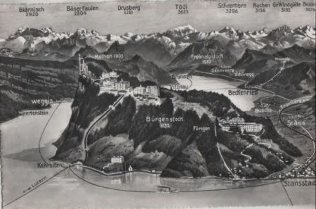 Schweiz - Bürgenstock - Reliefkarte - ca. 1955 Schweiz - Bürgenstock - Reliefkarte - ca. 1955