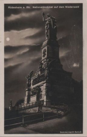 Rüdesheim, Niederwalddenkmal - Mondschein - 1929 Rüdesheim, Niederwalddenkmal - Mondschein - 1929