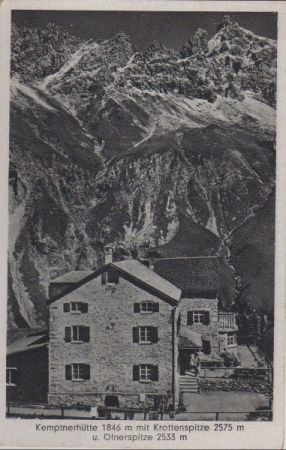 Allgäu - Kemptnerhütte mit Krottenspitze - ca. 1950 Allgäu - Kemptnerhütte mit Krottenspitze - ca. 1950