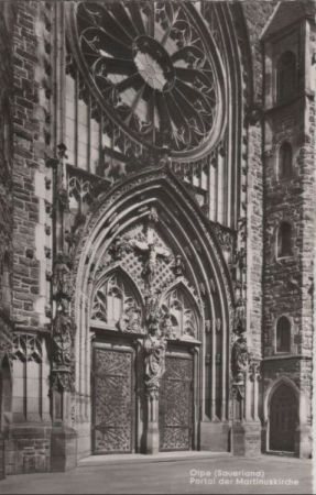 Olpe, Biggesee - Portal der Martinuskirche - 1957 Olpe, Biggesee - Portal der Martinuskirche - 1957