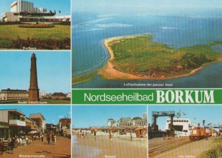 Borkum - u.a. Luftaufnahme der gesamten Insel - ca. 1980 Borkum - u.a. Luftaufnahme der gesamten Insel - ca. 1980