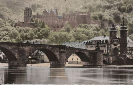 Heidelberg - Morgensonne über Brücke - 1955 Heidelberg - Morgensonne über Brücke - 1955