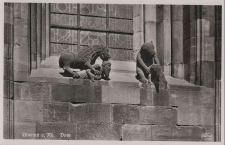 Worms - Dom, Tierfiguren - ca. 1955 Worms - Dom, Tierfiguren - ca. 1955
