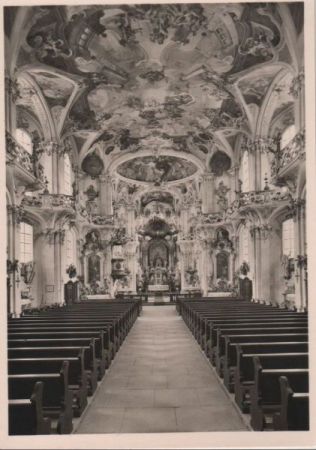 Uhldingen-Mühlhofen, Birnau - Wallfahrtskirche, Längsblick - ca. 1960 Uhldingen-Mühlhofen, Birnau - Wallfahrtskirche, Längsblick - ca. 1960