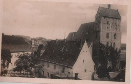 Borna - Kirche mit Superintendentur - ca. 1940 Borna - Kirche mit Superintendentur - ca. 1940