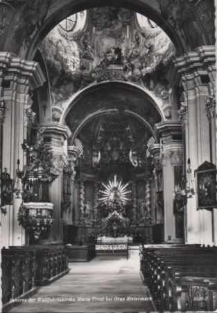 Österreich - Graz - Wallfahrtskirche Maria Trost, innen - ca. 1960 Österreich - Graz - Wallfahrtskirche Maria Trost, innen - ca. 1960