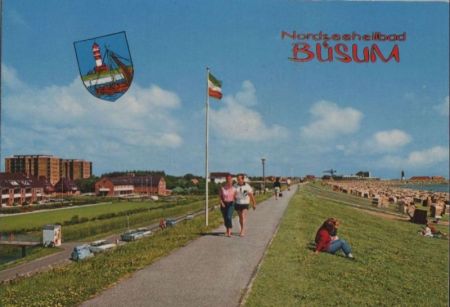 Büsum - Deichpromenade am Südstrand - ca. 1980 Büsum - Deichpromenade am Südstrand - ca. 1980