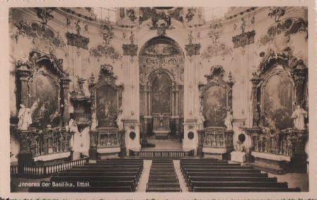 Kloster Ettal - Basilika, Inneres - ca. 1950 Kloster Ettal - Basilika, Inneres - ca. 1950