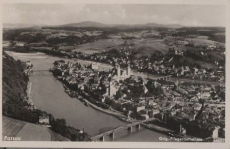 Passau - Original-Fliegeraufnahme - ca. 1950 Passau - Original-Fliegeraufnahme - ca. 1950