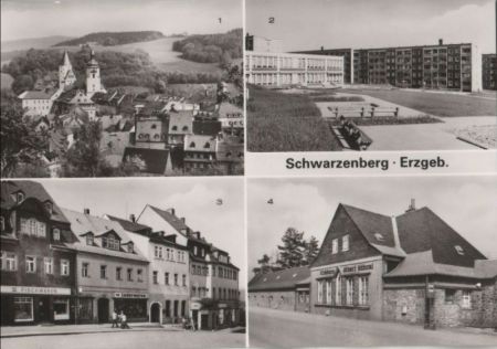 Schwarzenberg - u.a. Teilansicht mit Schloß - 1986 Schwarzenberg - u.a. Teilansicht mit Schloß - 1986