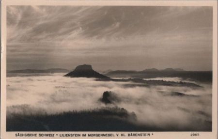 Sächsische Schweiz - Lilienstein im Morgennebel - 1951 Sächsische Schweiz - Lilienstein im Morgennebel - 1951