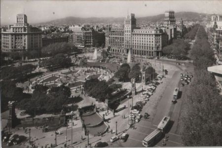 Spanien - Barcelona - Vista general de la Plaza Cataluna - 1960 Spanien - Barcelona - Vista general de la Plaza Cataluna - 1960