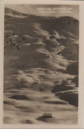 Österreich - Hochkrumbach - Abfahrt vom Saloberkopf - ca. 1950 Österreich - Hochkrumbach - Abfahrt vom Saloberkopf - ca. 1950