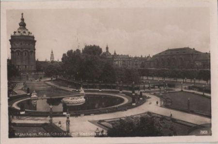 Mannheim - Friedrichsplatz mit Wasserturm - ca. 1950 Mannheim - Friedrichsplatz mit Wasserturm - ca. 1950