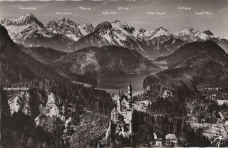 Schwangau Neuschwanstein - mit Marienbrücke - ca. 1955 Schwangau Neuschwanstein - mit Marienbrücke - ca. 1955