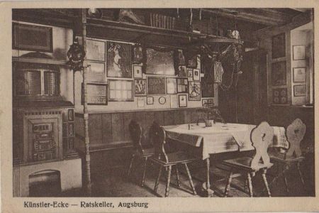 Augsburg - Ratskeller, Künstler-Ecke - ca. 1950 Augsburg - Ratskeller, Künstler-Ecke - ca. 1950