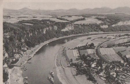 Königstein - Sächs. Schweiz - Blick auf Rathen - ca. 1955 Königstein - Sächs. Schweiz - Blick auf Rathen - ca. 1955