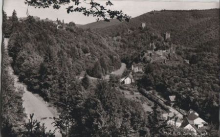 Manderscheid - mit Ober- und Niederburg - ca. 1960 Manderscheid - mit Ober- und Niederburg - ca. 1960