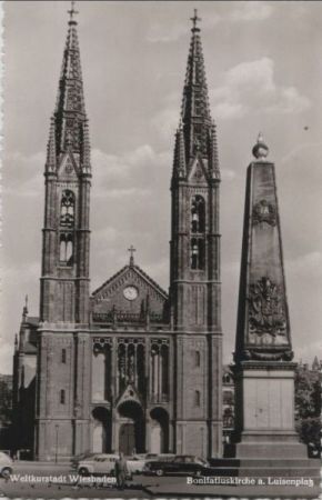 Wiesbaden - Bonifatiuskirche am Luisenplatz - ca. 1960 Wiesbaden - Bonifatiuskirche am Luisenplatz - ca. 1960