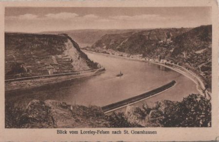 Loreley - Blick vom Felsen nach St. Goarshausen - ca. 1935 Loreley - Blick vom Felsen nach St. Goarshausen - ca. 1935