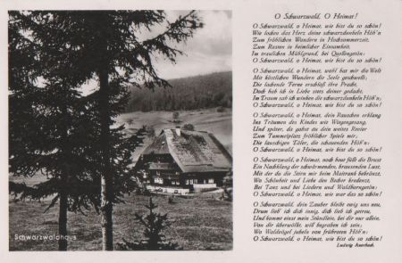 Schwarzwald - Heimatgedicht und Schwarzwaldhaus - 1954 Schwarzwald - Heimatgedicht und Schwarzwaldhaus - 1954