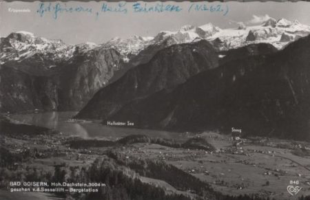 Österreich - Bad Goisern - gesehen von Sessellift-Bergstation - 1962 Österreich - Bad Goisern - gesehen von Sessellift-Bergstation - 1962