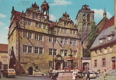 Bad Hersfeld - Rathaus mit Lullusbrunnen - 1966 Bad Hersfeld - Rathaus mit Lullusbrunnen - 1966