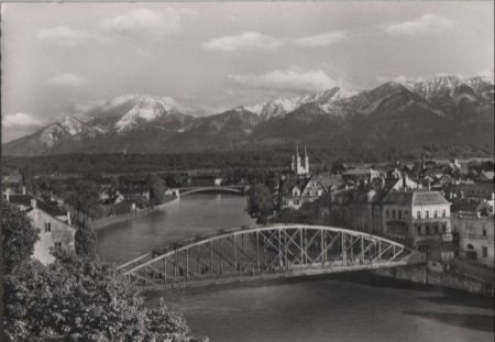 Österreich - Villach - Draupartie mit Karawanken - ca. 1960 Österreich - Villach - Draupartie mit Karawanken - ca. 1960