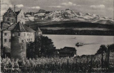 Meersburg - Altes Shcloß mit Altmann und Säntis - 1960 Meersburg - Altes Shcloß mit Altmann und Säntis - 1960