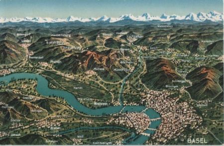 Schweiz - Basel - Umgebungskarte - ca. 1920 Schweiz - Basel - Umgebungskarte - ca. 1920