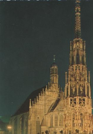 Nürnberg - Schöner Brunnen nachts - 1965 Nürnberg - Schöner Brunnen nachts - 1965