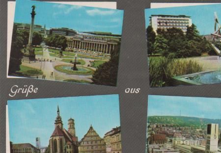 Stuttgart - Kleiner Schloßplatz, Anlagen mit Schloßhotel und Bahnhof, Schillerplatz, Neues Rathaus Stuttgart - Kleiner Schloßplatz, Anlagen mit Schloßhotel und Bahnhof, Schillerplatz, Neues Rathaus