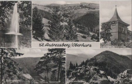 St. Andreasberg - u.a. Kurpark mit Leuchtfontäne - ca. 1960 St. Andreasberg - u.a. Kurpark mit Leuchtfontäne - ca. 1960