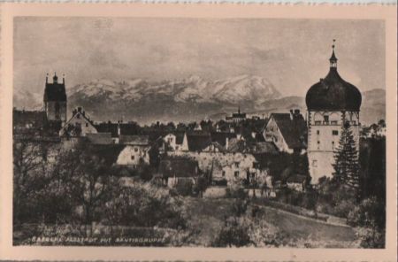 Österreich - Bregenz - Altstadt mit Säntisgruppe - ca. 1950 Österreich - Bregenz - Altstadt mit Säntisgruppe - ca. 1950