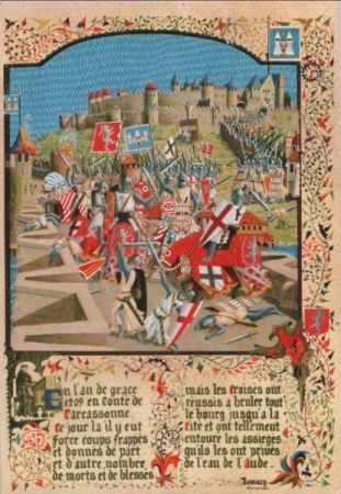 Frankreich - Carcassonne - Les troupes de Simon de Montfort attaquent - ca. 1975 Frankreich - Carcassonne - Les troupes de Simon de Montfort attaquent - ca. 1975