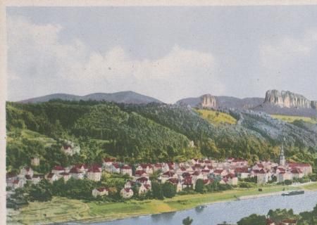 Bad Schandau mit Schrammsteinen - ca. 1935 Bad Schandau mit Schrammsteinen - ca. 1935