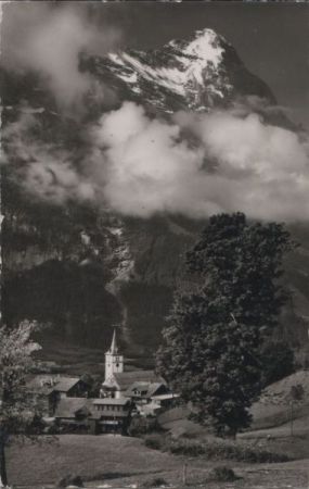 Schweiz - Grindelwald - Kirche mit Eiger - 1951 Schweiz - Grindelwald - Kirche mit Eiger - 1951