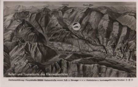 Österreich - Kleinwalsertal - Relief- und Tourenkarte - ca. 1960 Österreich - Kleinwalsertal - Relief- und Tourenkarte - ca. 1960